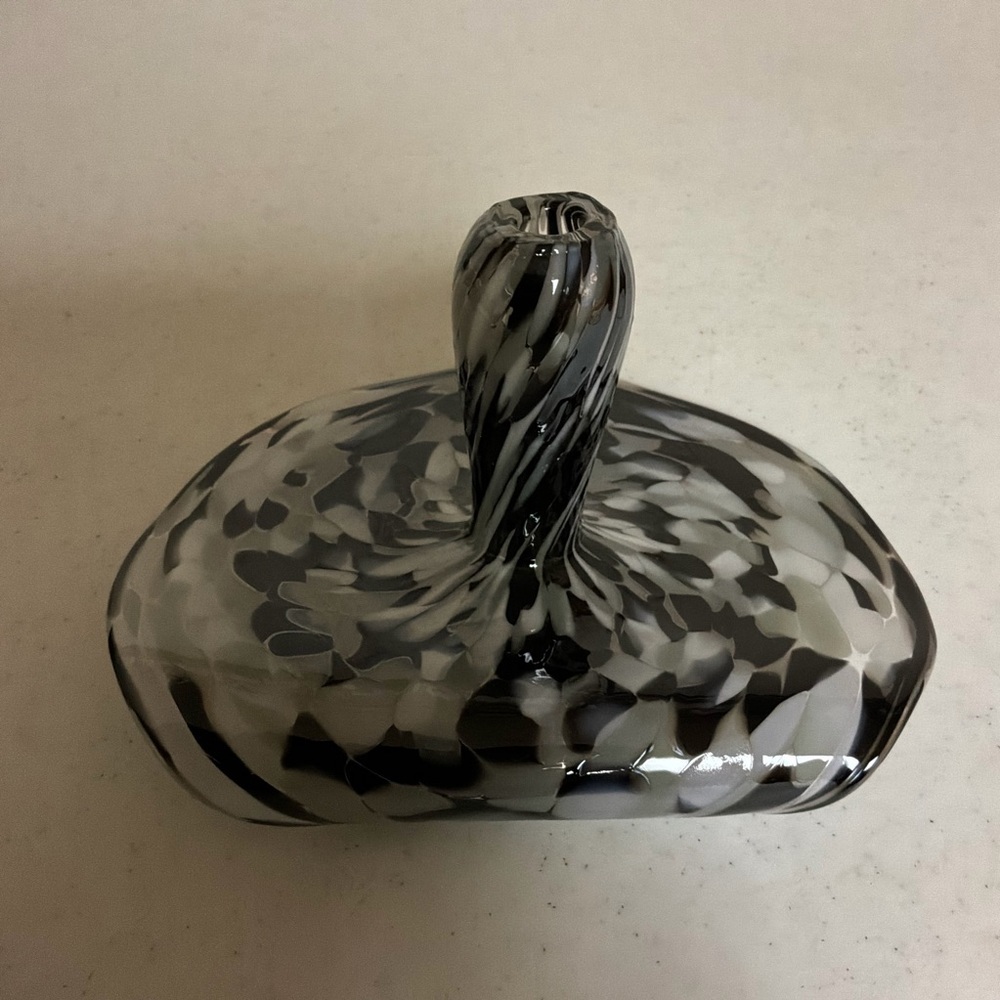 Blown Glass Swirl Design Black and White Paper Weight